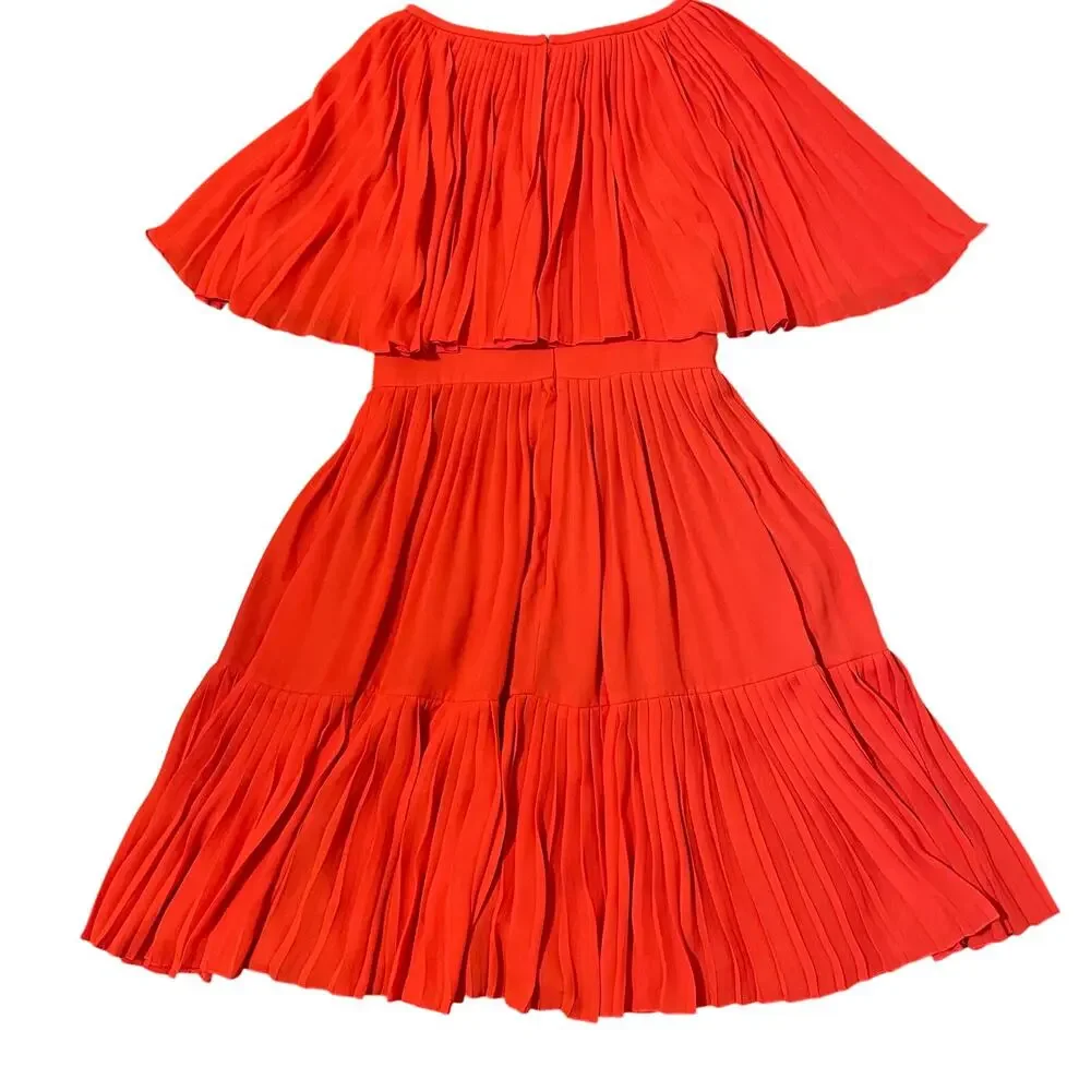 Kate Spade Pleated Plisse Cape Overlay Mini Dress Women’s Size 0 Red